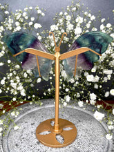 Load image into Gallery viewer, Transparent Rainbow Fluorite Butterfly Wings On Gold Stand
