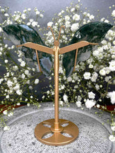 Load image into Gallery viewer, Incredible Moss Agate Crystal Butterfly Wings on Gold Stand
