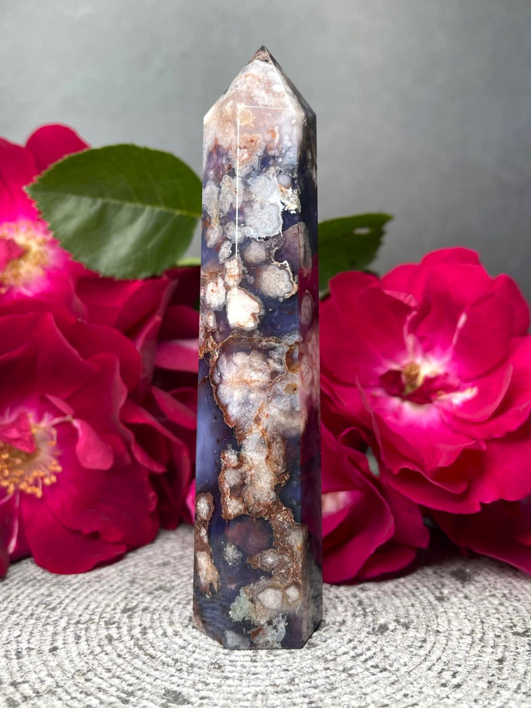 Captivating Blue Flower Agate Crystal Tower