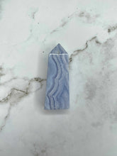 Load image into Gallery viewer, Serene Blue Lace Agate Crystal Tower Point 1pc
