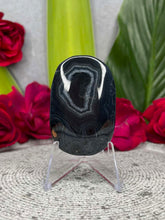 Load image into Gallery viewer, Black Agate Crystal Palmstone Carving
