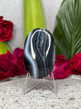 Load image into Gallery viewer, Dazzling Black Agate Crystal Palmstone Carving
