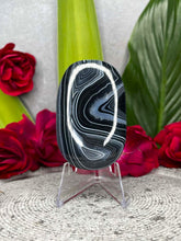 Load image into Gallery viewer, Incredible Black Agate Crystal Palmstone Carving
