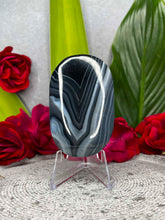 Load image into Gallery viewer, Striking Black Agate Crystal Palmstone Carving
