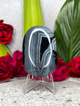 Load image into Gallery viewer, Grounding Black Agate Crystal Palmstone Carving
