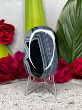 Load image into Gallery viewer, Grounding Black Agate Crystal Palmstone Carving
