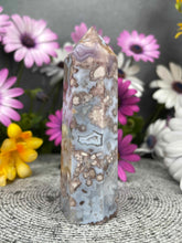 Load image into Gallery viewer, Breathtaking Blue Flower Agate Crystal Tower Point
