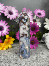 Load image into Gallery viewer, Gentle Blue Flower Agate Crystal Tower Point
