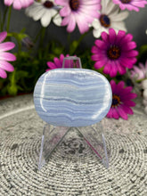 Load image into Gallery viewer, Blue Lace Agate Palm Stone Crystal Carving

