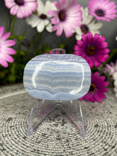 Load image into Gallery viewer, Beautiful Blue Lace Agate Palm Stone Crystal Carving
