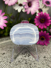 Load image into Gallery viewer, Harmony Blue Lace Agate Palm Stone Crystal Carving
