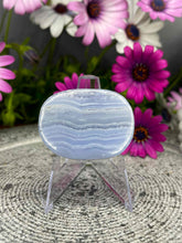 Load image into Gallery viewer, Blue Lace Agate Palm Stone Crystal Carving
