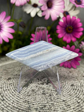 Load image into Gallery viewer, Stunning Diamond Shaped Blue Lace Agate Palm Stone Crystal Carving
