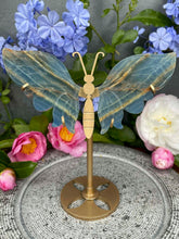 Load image into Gallery viewer, Blue Onyx Crystal Butterfly Wings On Gold Stand
