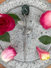 Load image into Gallery viewer, Beautiful Moss Agate Rose Crystal Carving With Silver Stem
