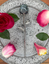 Load image into Gallery viewer, Magnificent Moss Agate Rose Crystal Carving With Silver Stem
