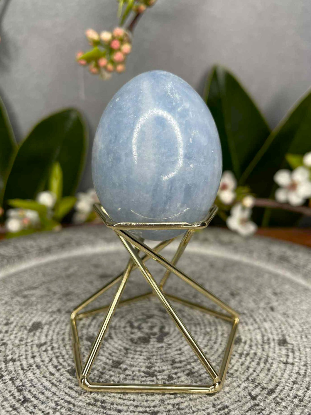 Beautiful Blue Celestite Crystal Egg Carving