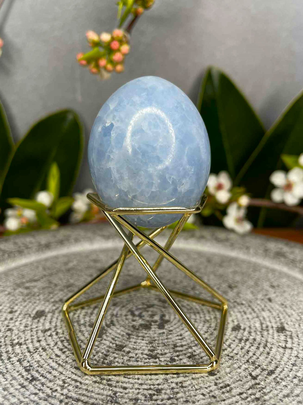 Renewal Blue Celestite Crystal Egg Carving