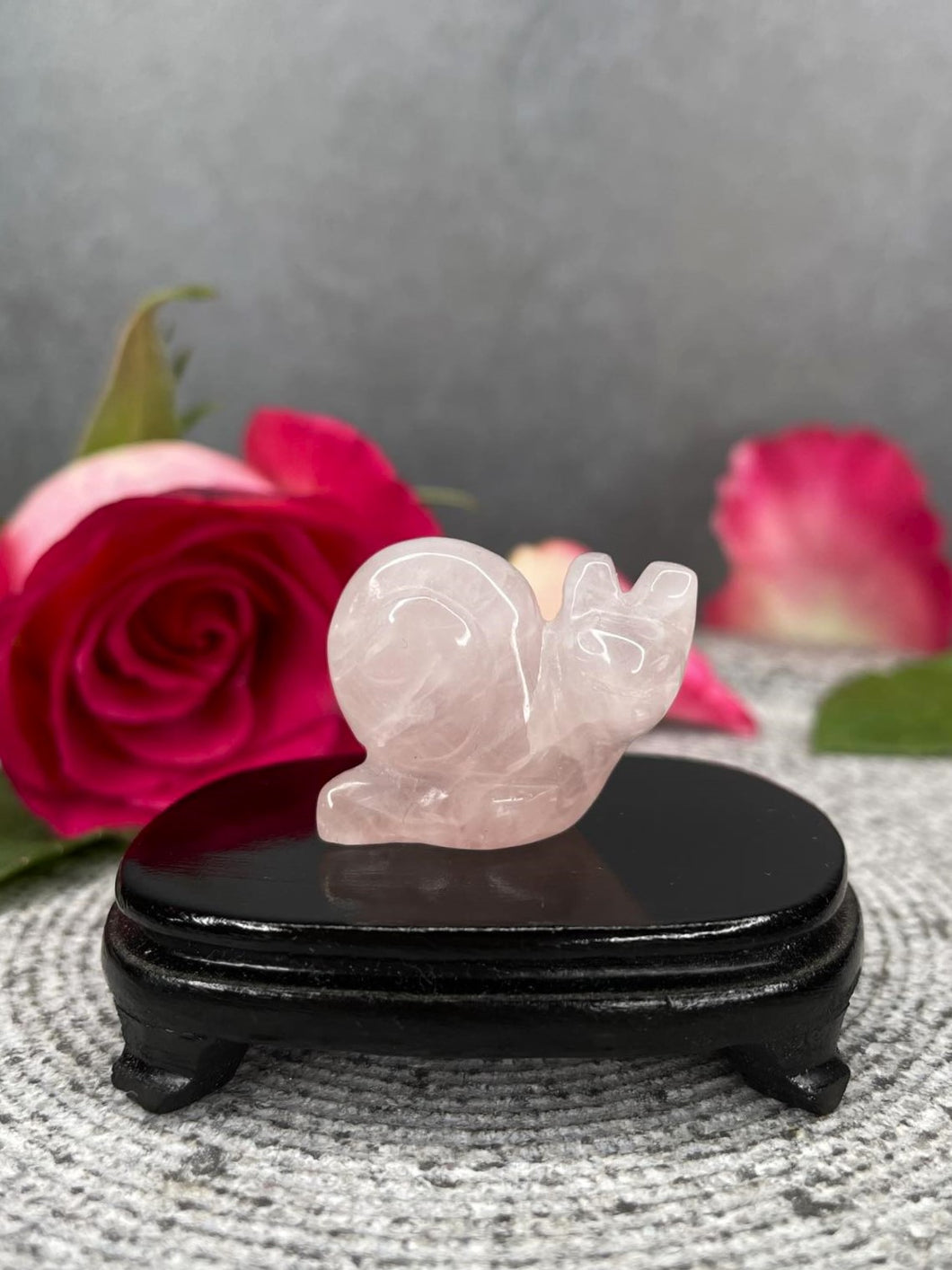 Rose Quartz Crystal Snail Carving