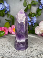 Load image into Gallery viewer, Tranquil Chevron Dream Amethyst Crystal Tower Point
