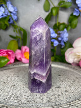 Load image into Gallery viewer, Tranquil Chevron Dream Amethyst Crystal Tower Point
