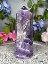 Load image into Gallery viewer, Peaceful Chevron Dream Amethyst Crystal Tower Point
