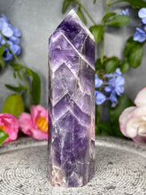 Load image into Gallery viewer, Relaxing Chevron Dream Amethyst Crystal Tower Point
