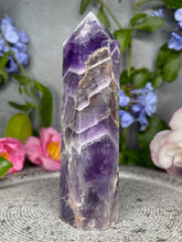 Load image into Gallery viewer, Relaxing Chevron Dream Amethyst Crystal Tower Point
