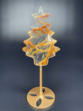 Load image into Gallery viewer, Golden Healer Christmas Tree Crystal Carving On Gold Stand
