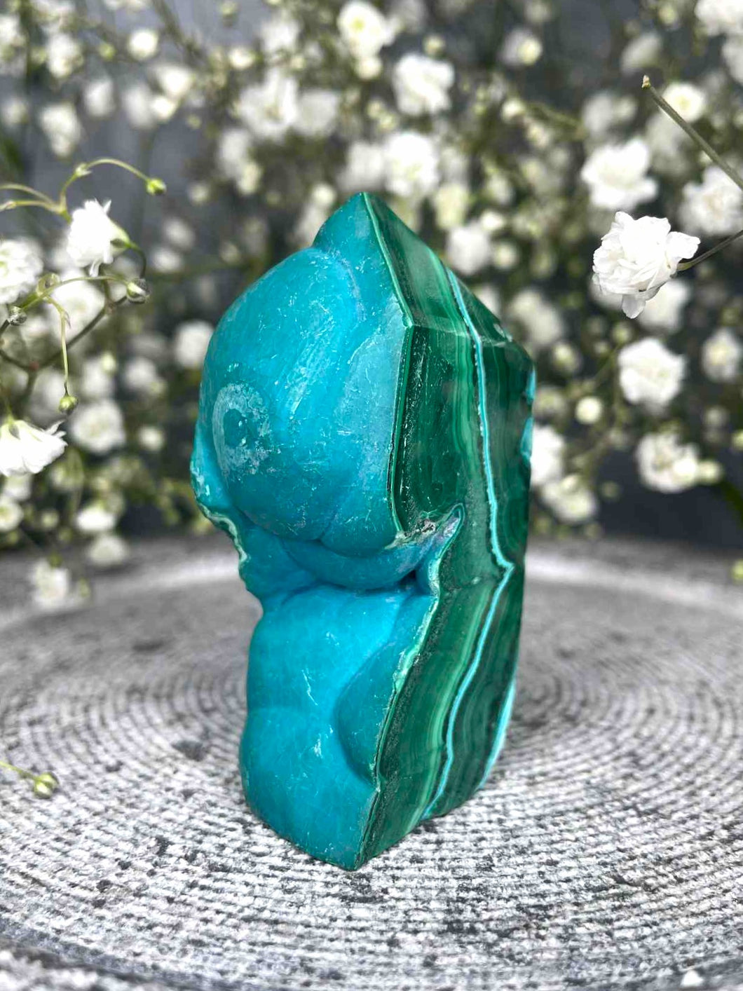 Beautiful Chrysocolla Malachite Tower Point Raw/Polished Bubble Freeform