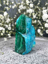 Load image into Gallery viewer, Striking Chrysocolla Malachite Tower Point Raw/Polished Bubble Freeform
