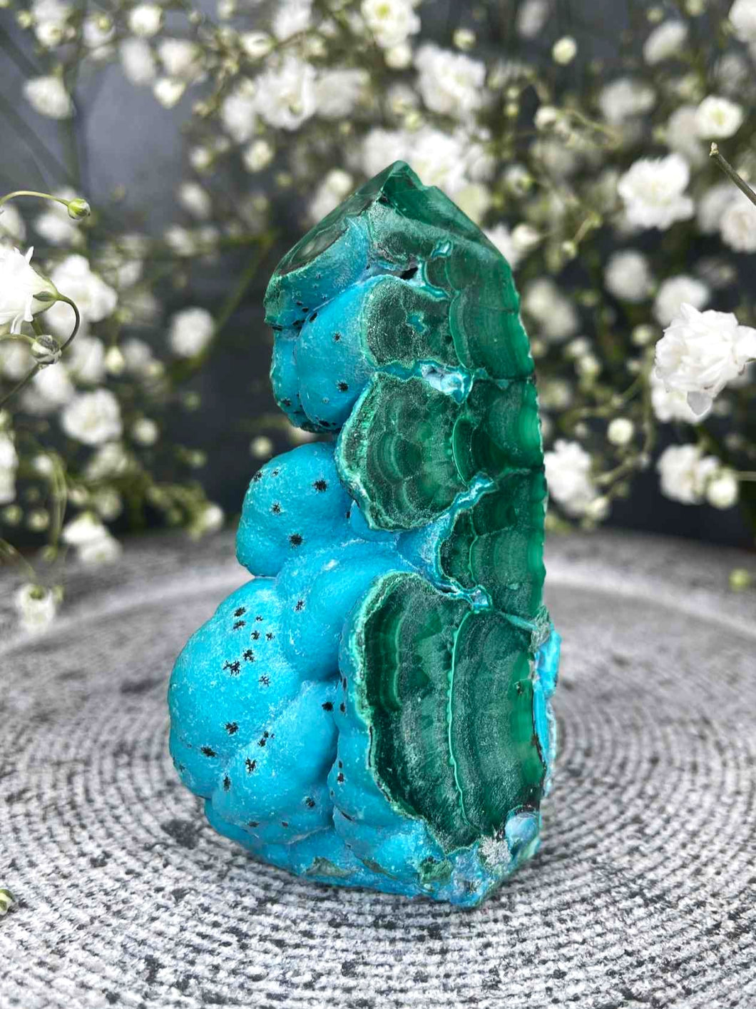 Chrysocolla Malachite Tower Point Raw/Polished Bubble Freeform