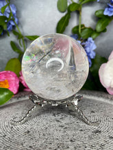 Load image into Gallery viewer, Transparent Clear Quartz Crystal Sphere With Rainbows
