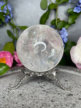 Load image into Gallery viewer, Transparent Clear Quartz Crystal Sphere With Rainbows

