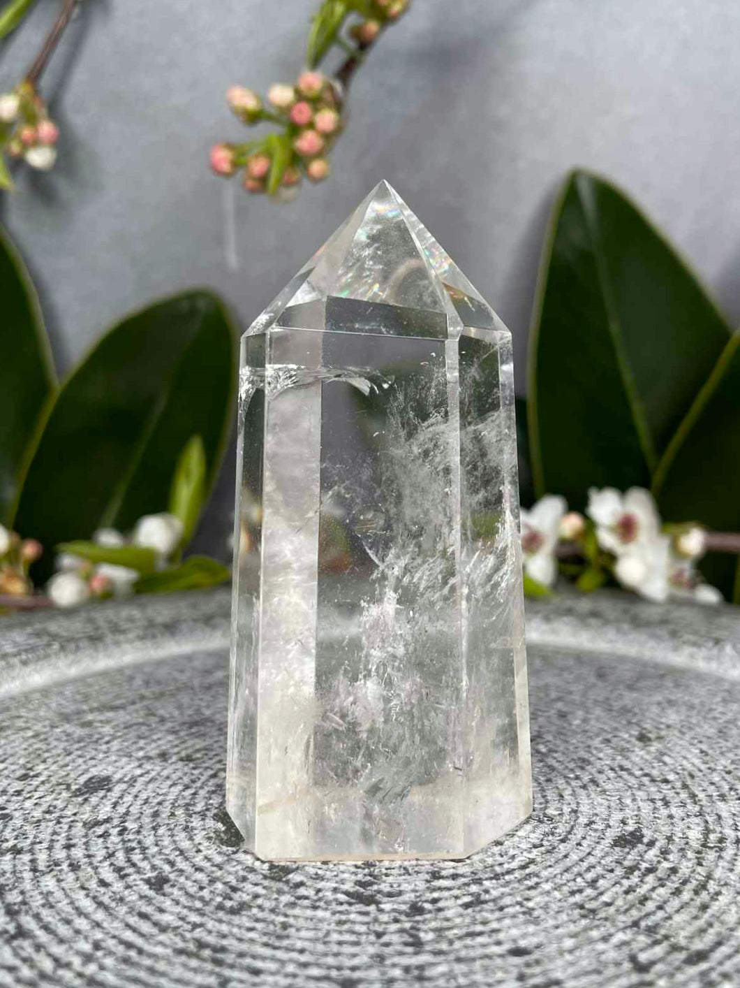 Stunning Transparent Clear Quartz Crystal Tower Point