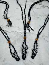 Load image into Gallery viewer, Black Braided Cord Adjustable Crystal Tumble Stone Holder Necklace 1PC
