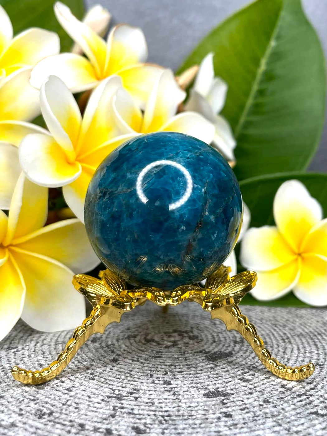 Stunning Blue Apatite Crystal Sphere Ball