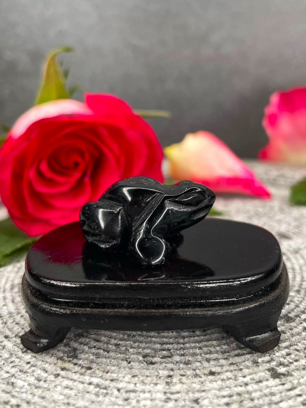 Black Obsidian Crystal Frog Carving