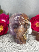 Load image into Gallery viewer, Mexican Crazy Lace Agate Amethyst Crystal Skull Carving
