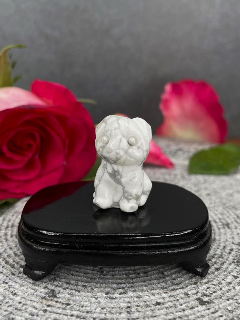 Howlite Pug Dog Crystal Carving