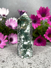 Load image into Gallery viewer, Soothing Natural Moss Agate Crystal Tower Point
