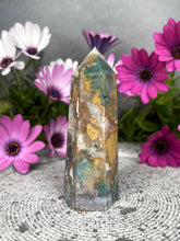 Load image into Gallery viewer, Colorful Ocean Jasper Crystal Tower Point
