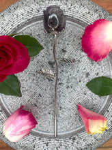 Load image into Gallery viewer, Stunning Amethyst Rose Crystal Carving With Silver Stem
