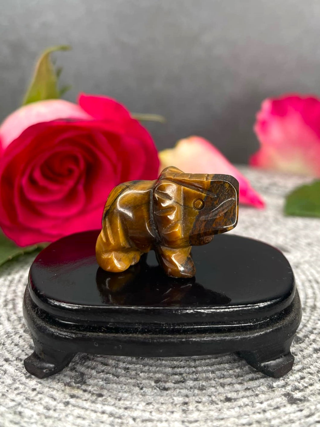 Tiger's Eye Crystal Elephant Carving