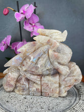 Load image into Gallery viewer, Statement Moonstone Sunstone Crystal Dragon Carving Blue Flash
