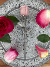 Load image into Gallery viewer, Pink Opal Rose Crystal Carving With Silver Stem
