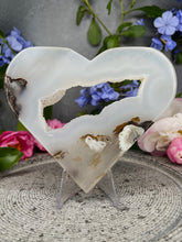 Load image into Gallery viewer, Large Druzy Translucent Dendritic Agate Crystal Love Heart Carving
