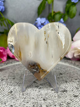 Load image into Gallery viewer, Calming Translucent Dendritic Agate Crystal Love Heart Carving
