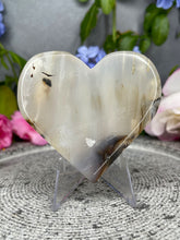 Load image into Gallery viewer, Calming Translucent Dendritic Agate Crystal Love Heart Carving
