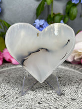 Load image into Gallery viewer, Ribbon Translucent Dendritic Agate Crystal Love Heart Carving
